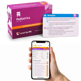 Level Up RN pediatrics flash cards front cover highlighting compact study set