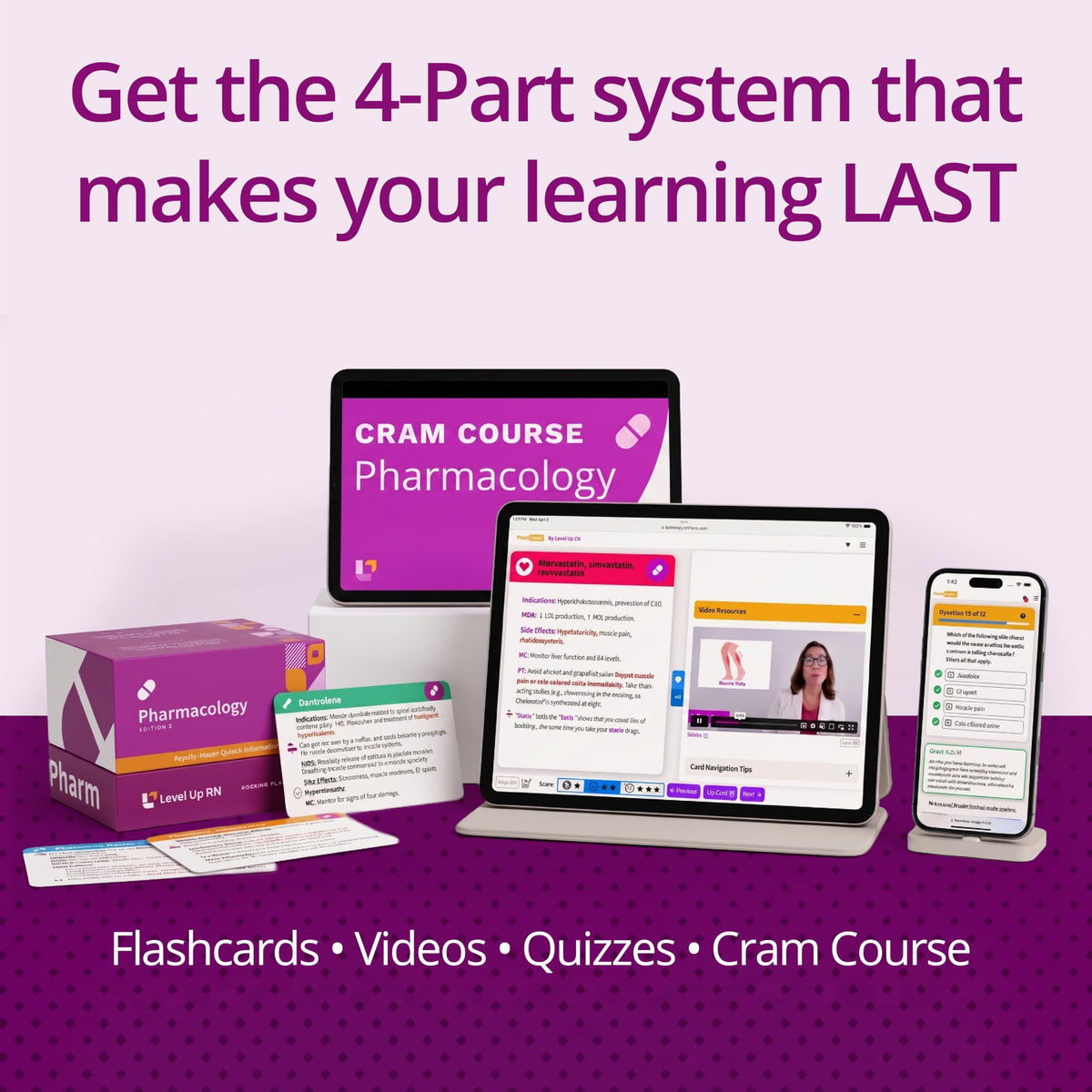 Level Up RN flashcards spread shows tidy layout ideal for fast recall practice.