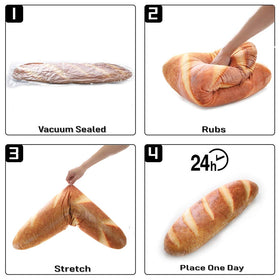 Levenkeness bread pillow shown in vacuum-pack packaging ready to fluff