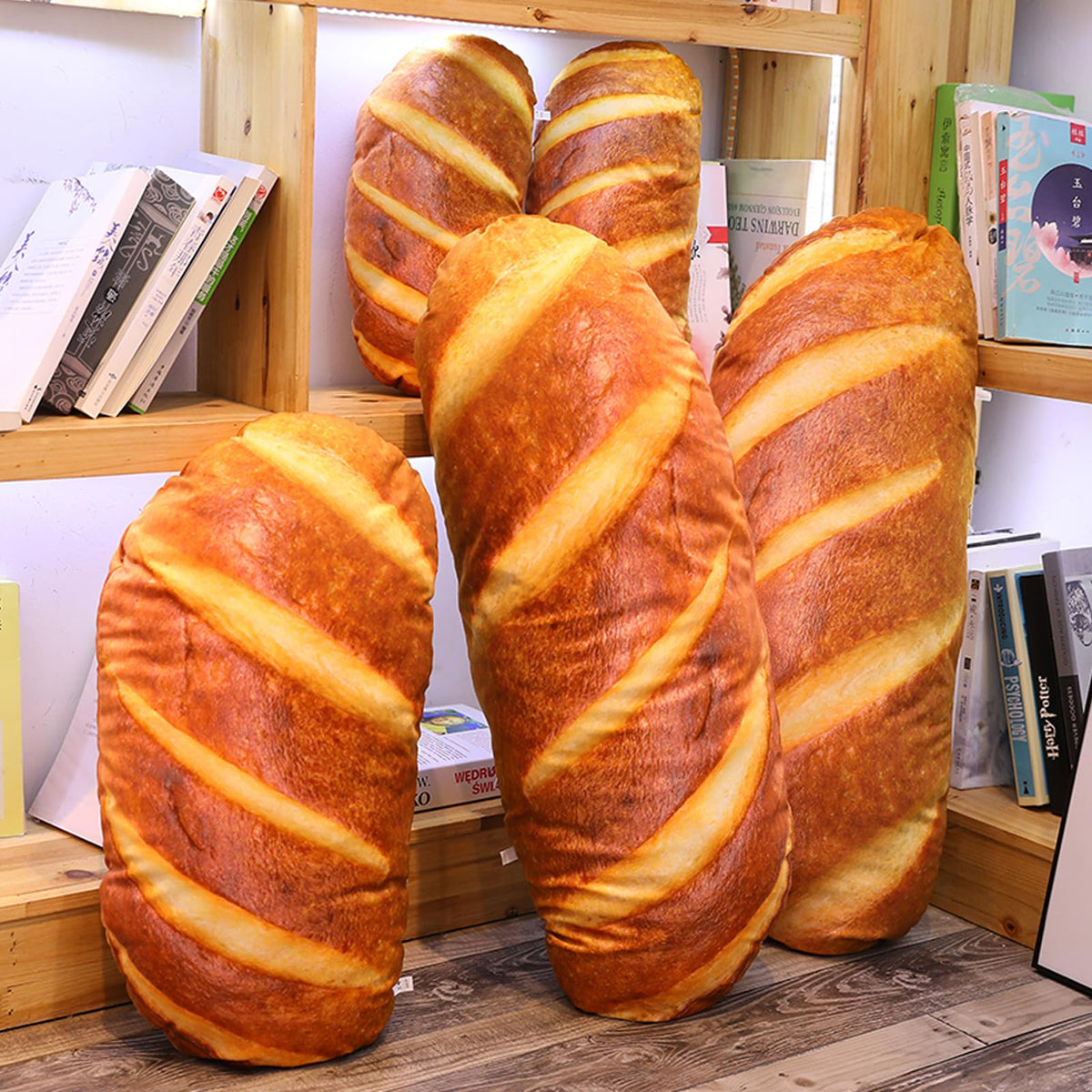 Levenkeness bread plush pillow used as home decor accent.