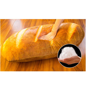 Levenkeness bread plush pillow side view showing plush texture.
