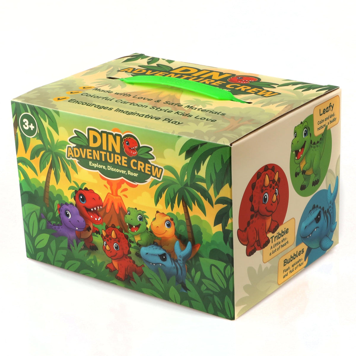 LEWAN Dinosaur Adventure Crew gift packaging showcasing the six dinos.