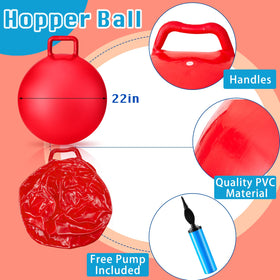 Lewtemi 22 inch blue hopper ball with handle supports coordination during outdoor play.