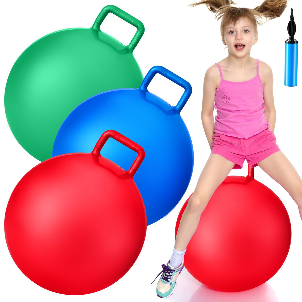 Lewtemi 22 inch red hopper ball with handle for balance training.