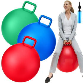 Lewtemi 3Pcs 31-inch red hopper ball with handle supports safe balance training outdoors