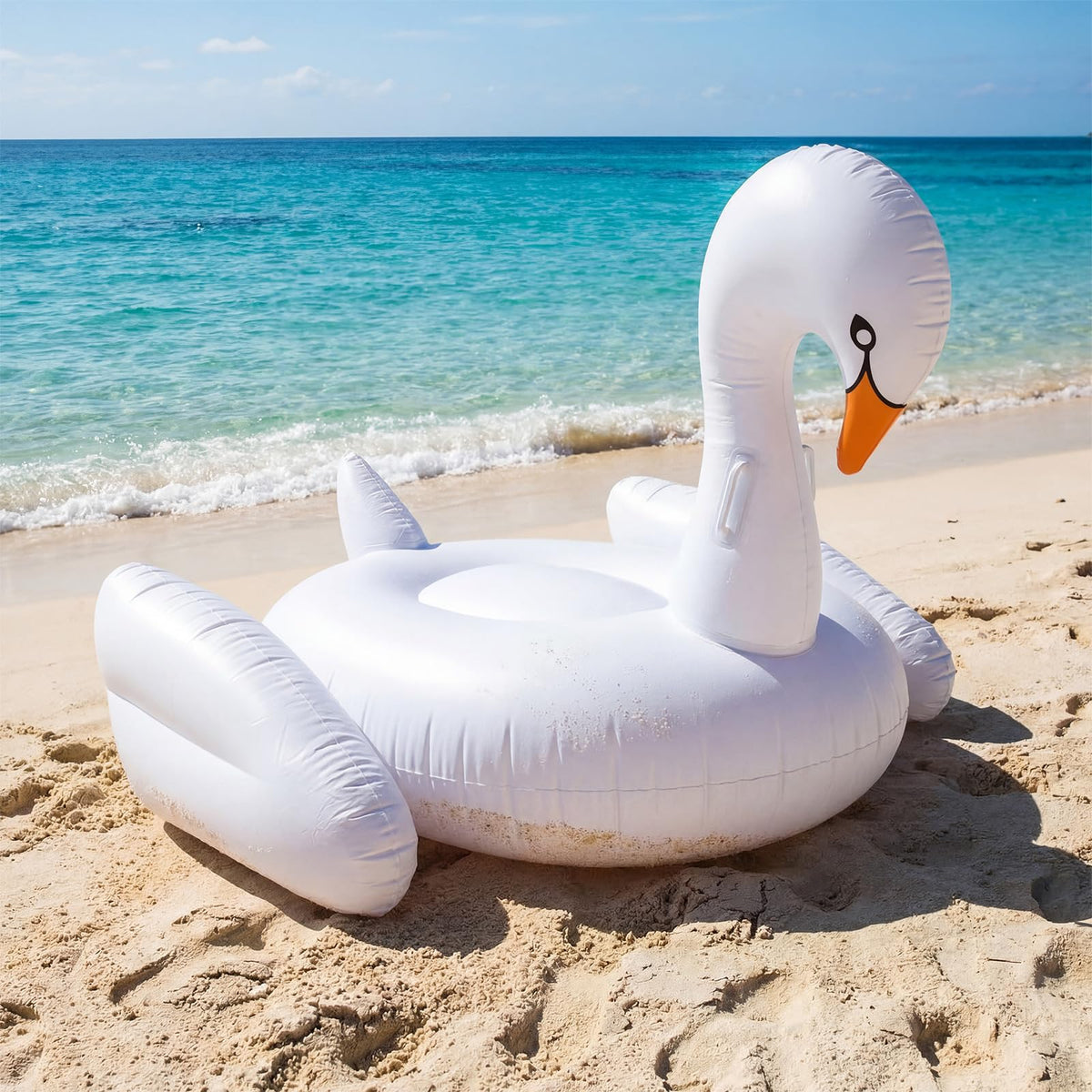 Lewtemi goose float doubles as a fun selfie prop for pool days.