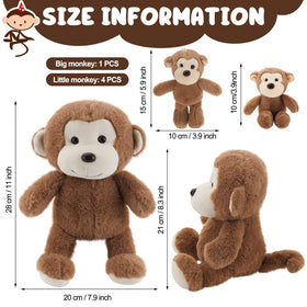 Lewtemi baby monkey plush toys in four colors, perfect companions for sleep and cuddling.