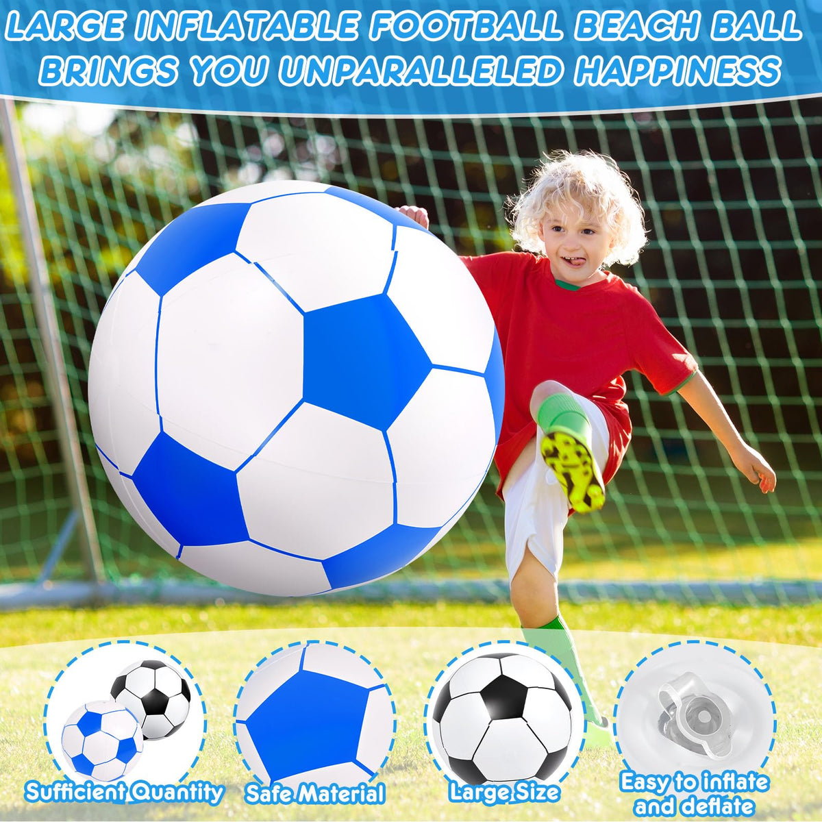 Lewtemi blue pattern beach soccer ball ready for pool and beach fun