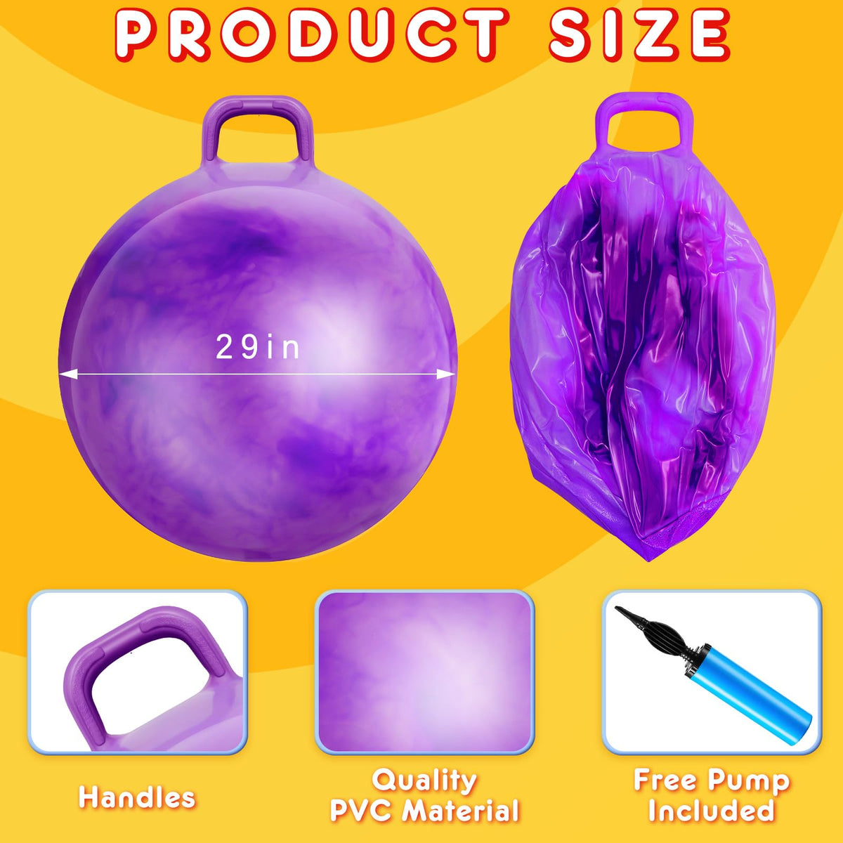 Lewtemi 31-inch gradient blue bouncing ball with handle for outdoor play