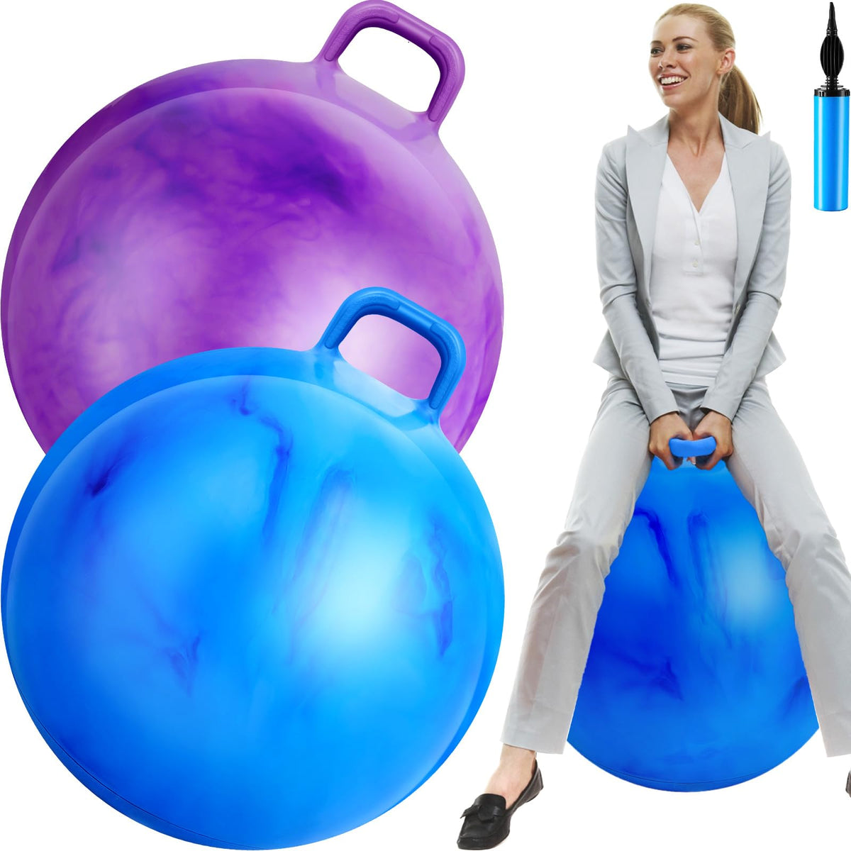 Lewtemi 31-inch gradient purple bouncing ball with handle for adult workouts