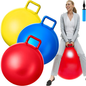 Lewtemi 20-inch red bouncing ball with handle for outdoor play and coordination