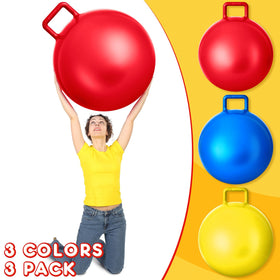 Lewtemi 20-inch yellow bouncing ball with handle for portable family fun