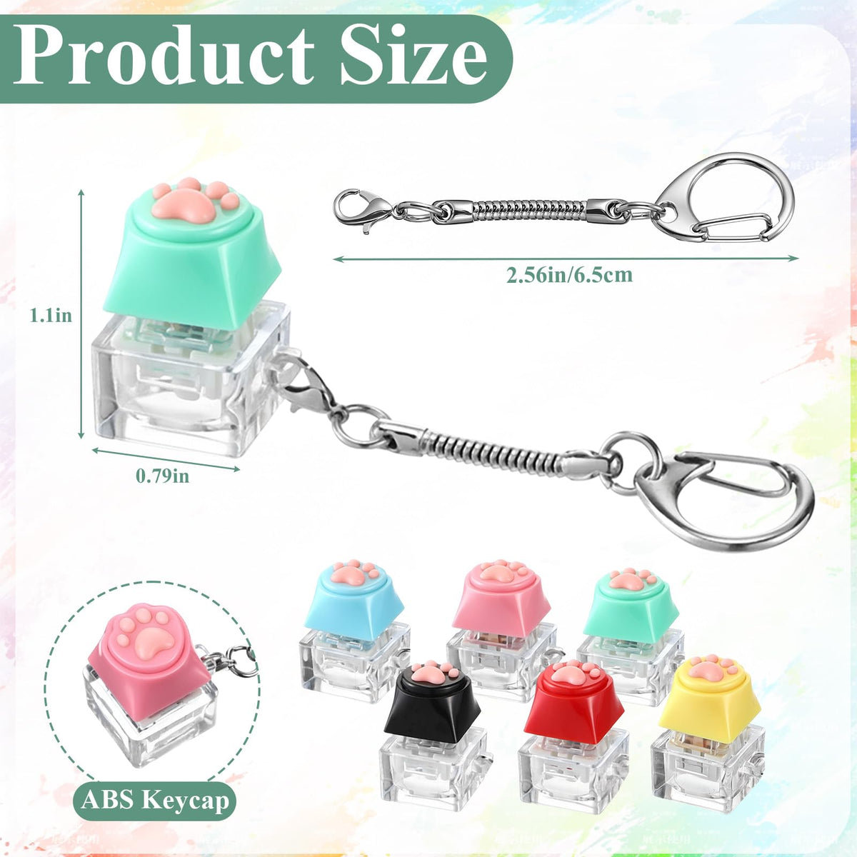 Lewtemi cat paw keyboard clicker pack shows six colors for mood-boosting fidgeting.