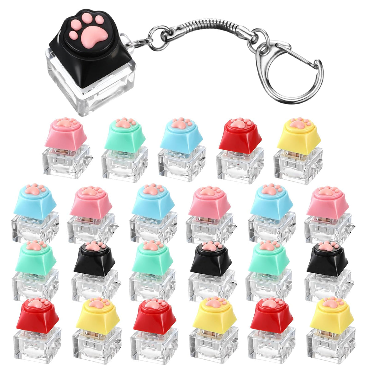 Lewtemi cat paw keyboard clicker pack, front view for desk stress relief.
