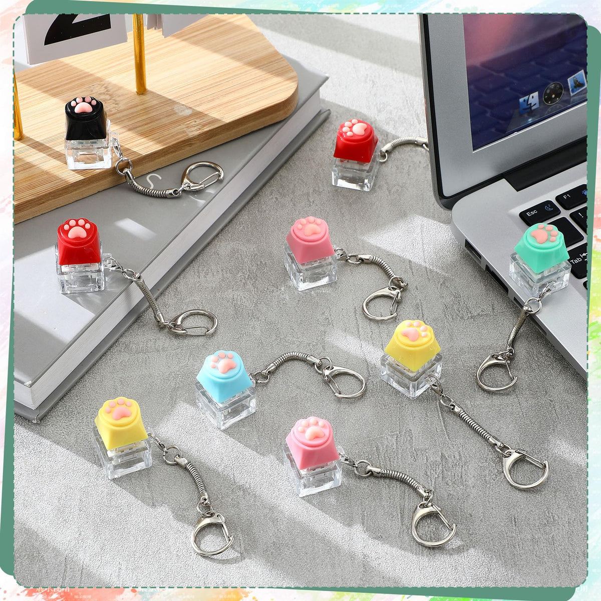 Lewtemi cat paw keychain closeup, portable fidget for on-the-go calm.