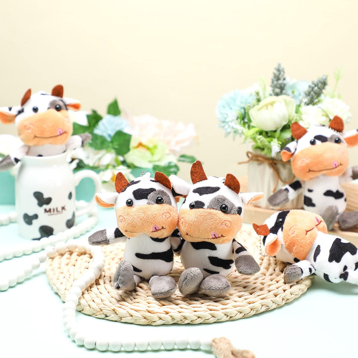 Lewtemi cow plush bulk pack brightens bags and purses