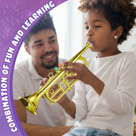 Lewtemi Gold trumpet toy, 15-inch length, ideal for first instrument experiences.