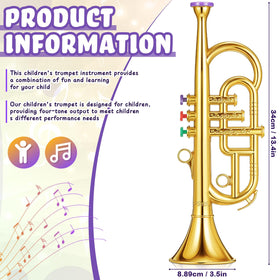 Lewtemi Gold trumpet mouthpiece with color-coded keys supports easy play for beginners.