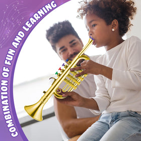 Lewtemi Gold Trumpet Toy packaging view illustrates gift-ready present for holidays or birthdays.