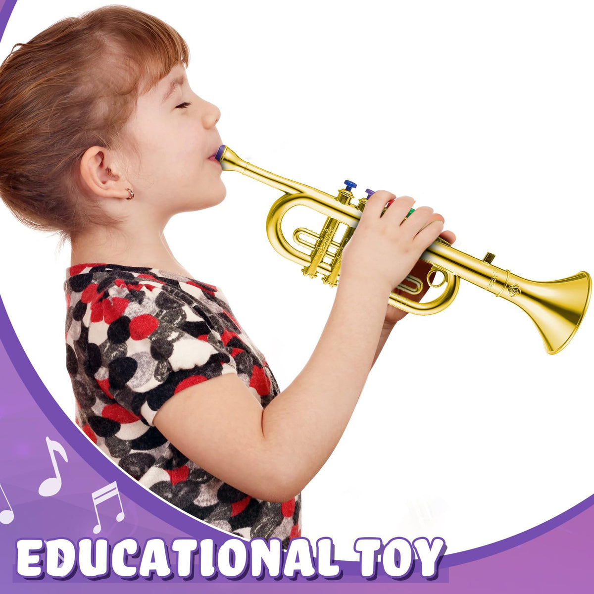 Lewtemi Gold Trumpet Toy color buttons close-up shows safe practice and easy pretend play.