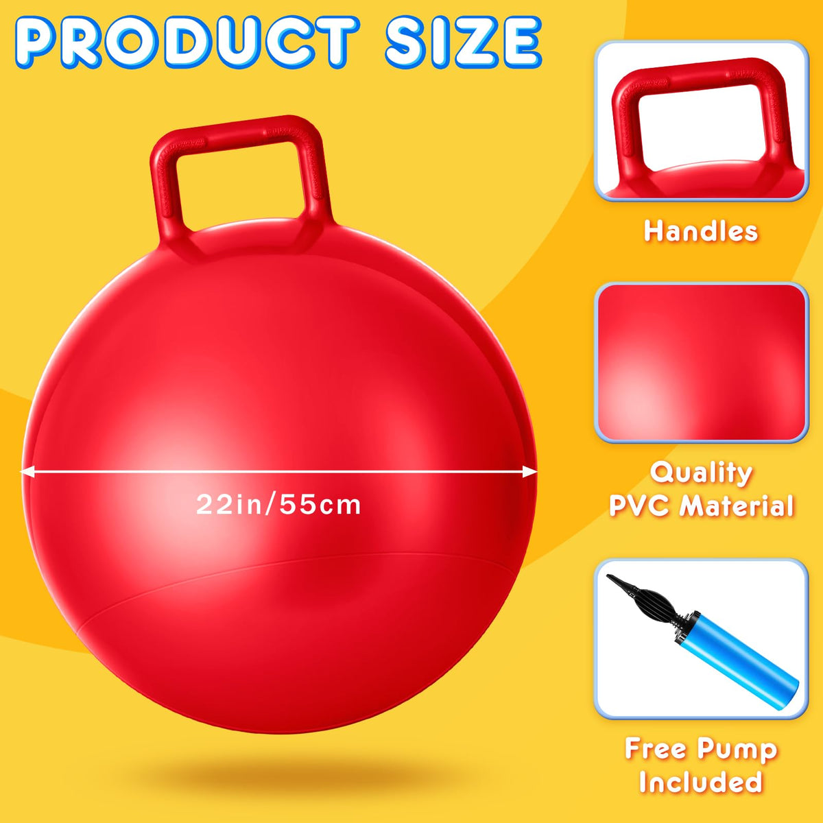 Lewtemi hopper ball handle close-up showing secure grip for balance