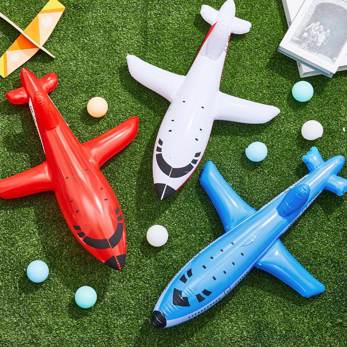 Lewtemi 15.75-inch large inflatable airplane for compact decor