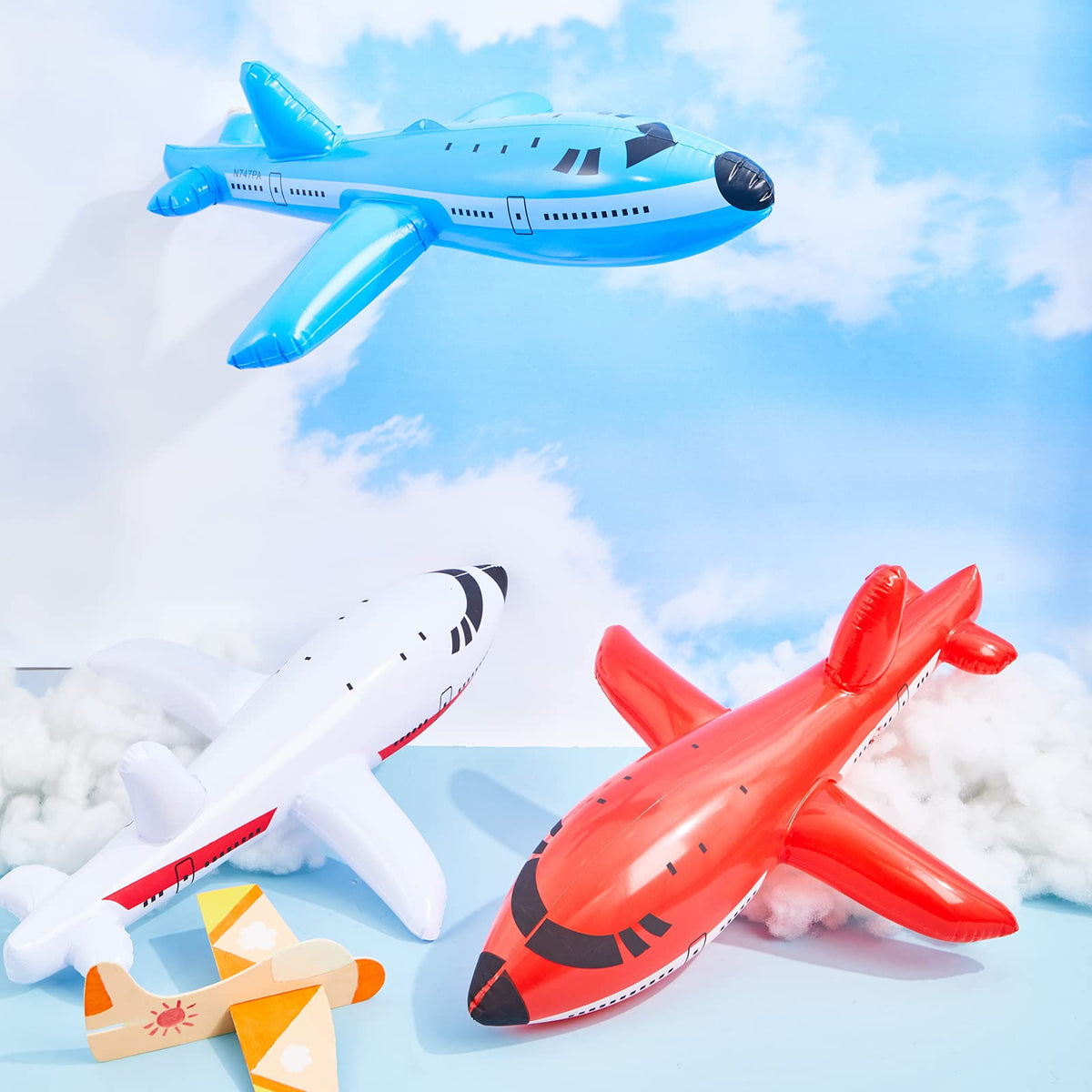 Lewtemi 15.75-inch white inflatable airplane brightens celebrations