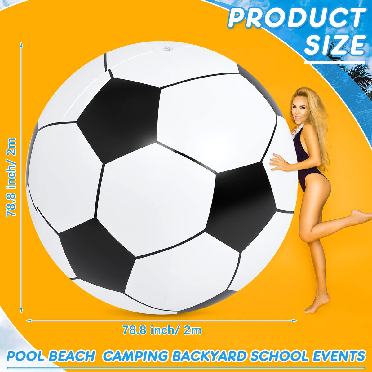 Lewtemi inflatable beach ball in pool setting for parties.