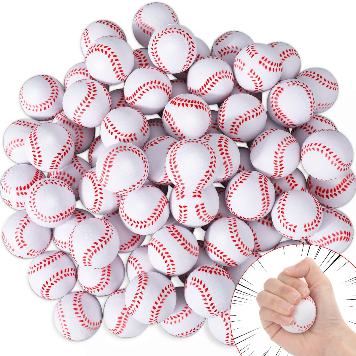 Lewtemi mini baseball stress ball front view, compact stress relief on the go