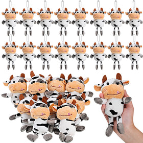 Lewtemi mini cow plush keychain on a backpack adds charm
