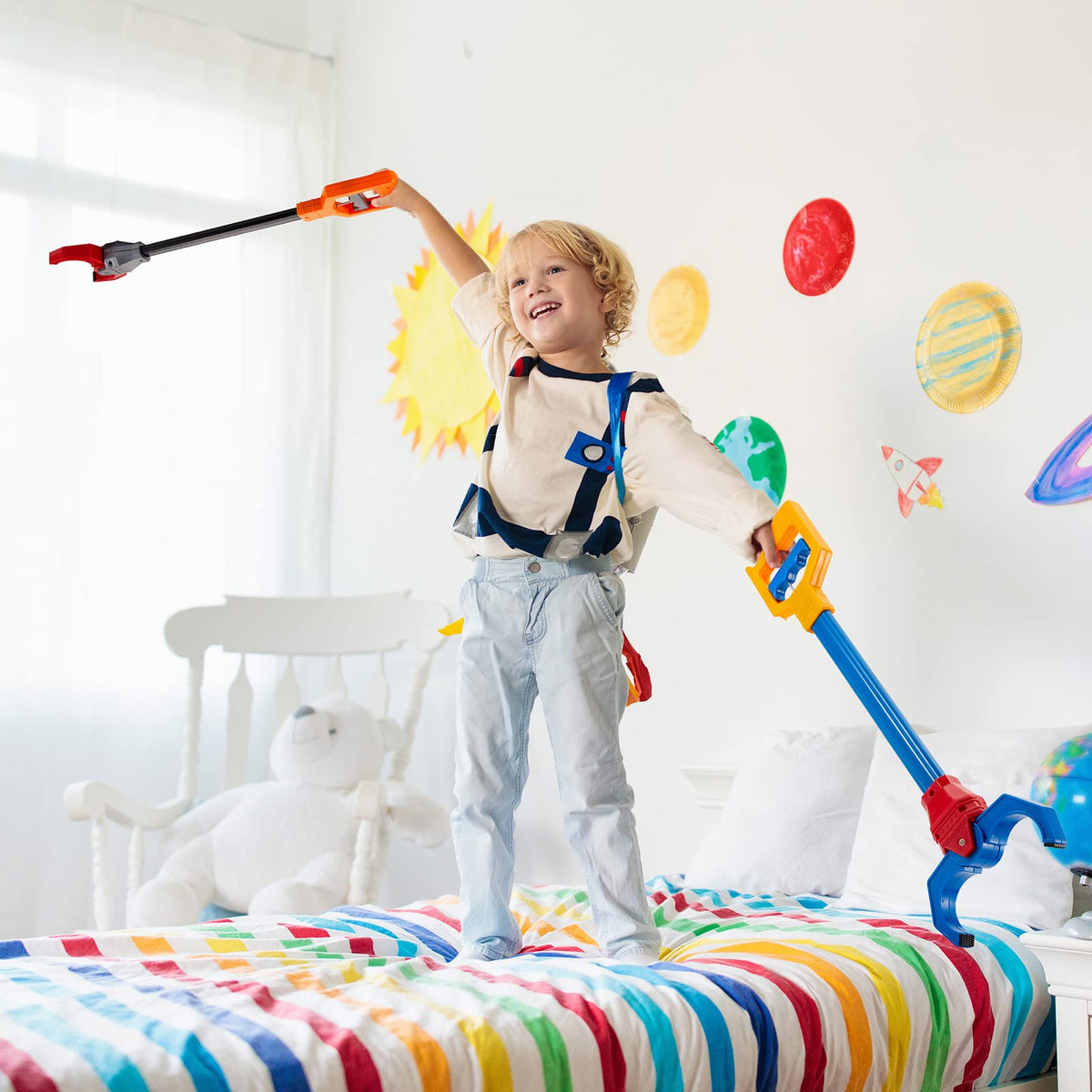 Lewtemi multicolor pickup tools add bright color to cleanup and organization tasks.