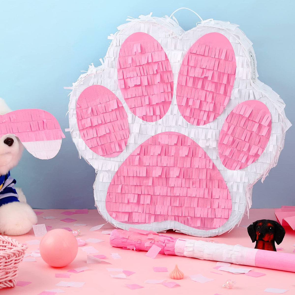 Lewtemi paw pinata hanging loop, easy setup on railings or trees.