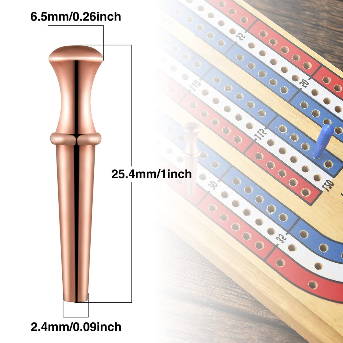 Lewtemi four-color cribbage pegs in black, silver, gold, and rose gold