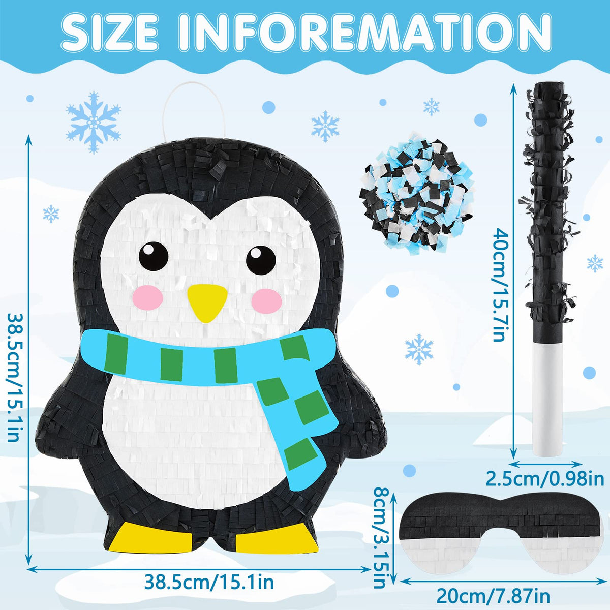 Lewtemi penguin pinata with bat for easy party game setup.