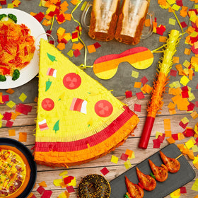 Lewtemi Pizza Piñata blindfold ensures playful game to engage guests.