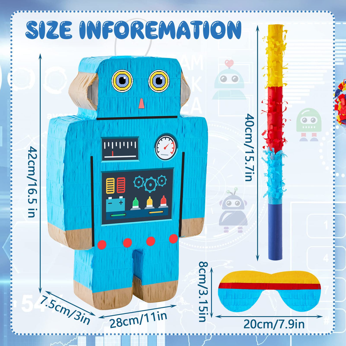 Lewtemi Robot Piñata bat included enables easy party gameplay.