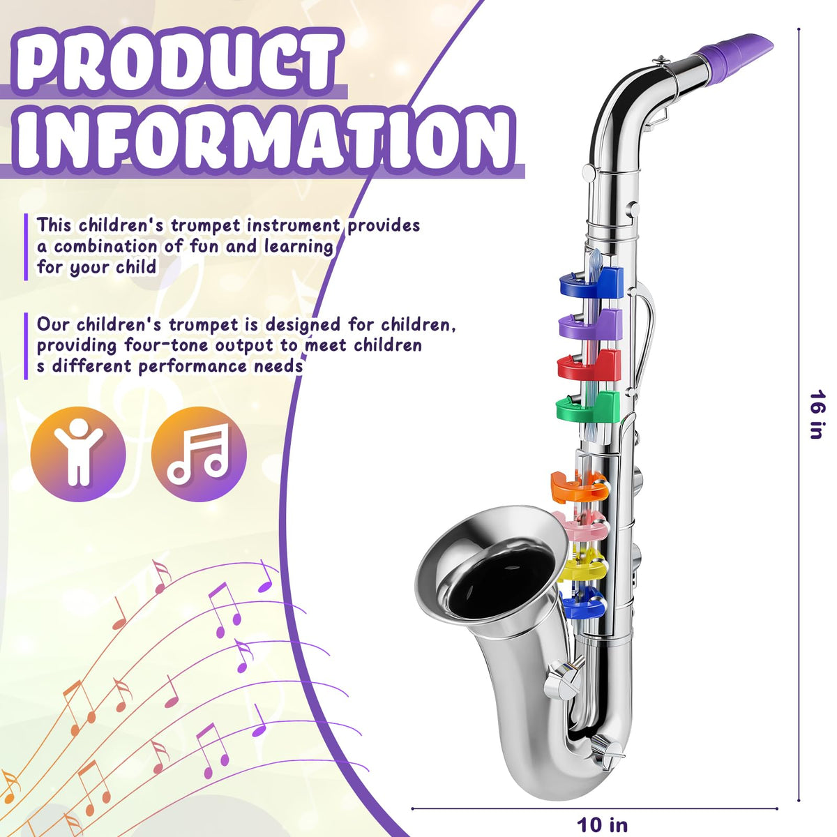 Lewtemi saxophone toy color-coded keys help beginners learn.