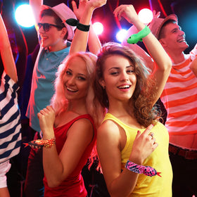 Lewtemi slap bracelet on wrist demonstrates one-size comfort and easy wear.