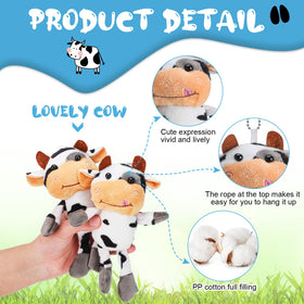 Lewtemi stuffed cow keychain on bag for travel and daily use