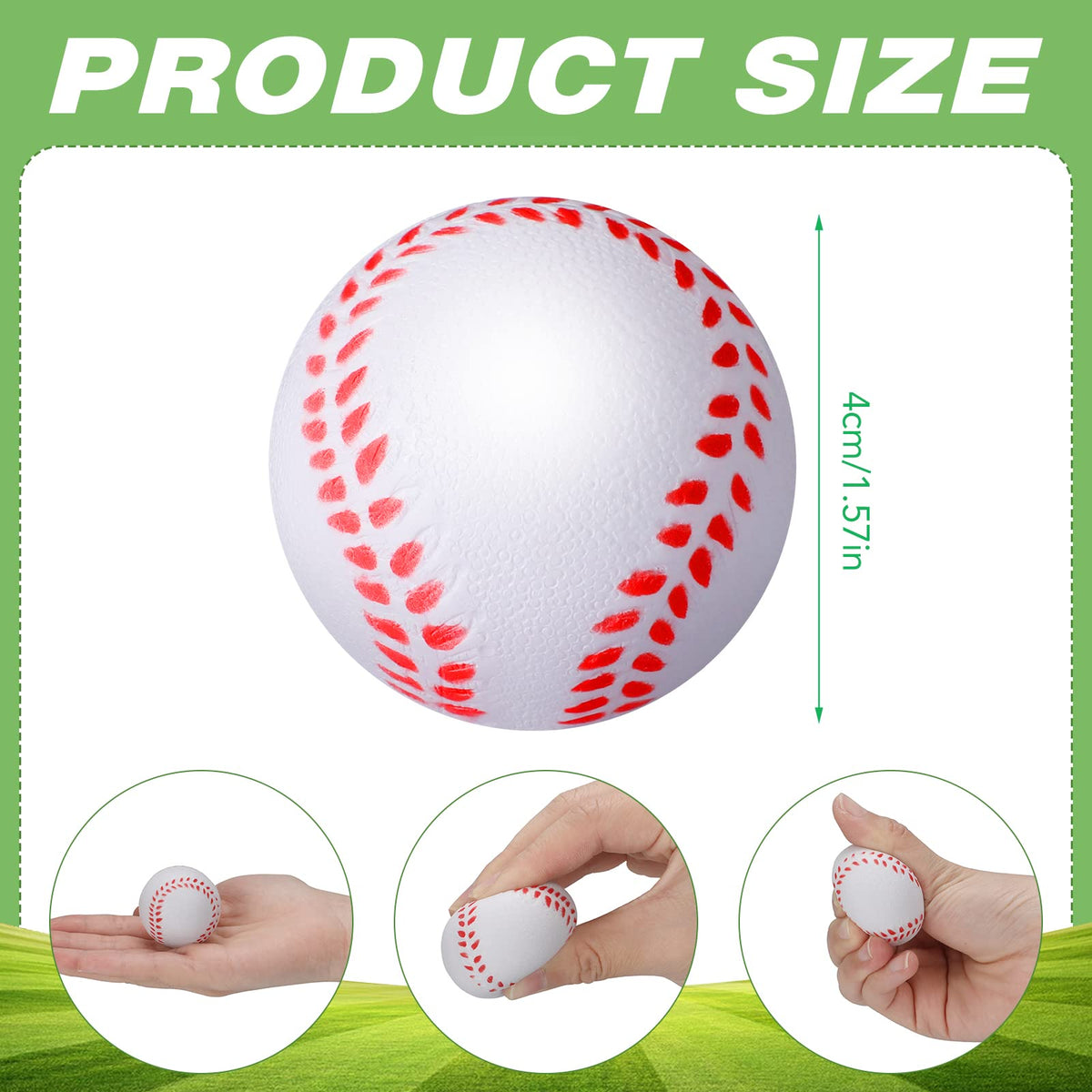 Lewtemi mini baseball stress ball closeup shows soft PU texture for gentle squeezing