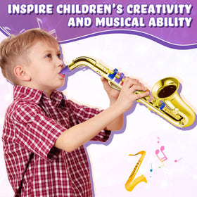 Lewtemi Gold Saxophone Toy, 16.5-inch length, easy for small hands.