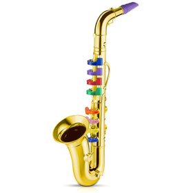 Lewtemi Gold Saxophone Toy, front view, ideal starter instrument for young learners.