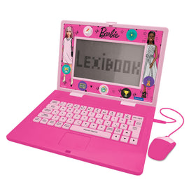 Lexibook Barbie bilingual laptop front view engaging language learning on the go