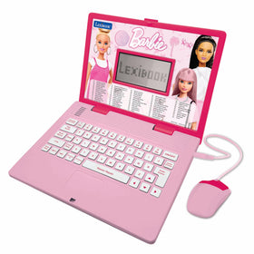 Lexibook Barbie laptop front view with realistic keyboard for immersive learning