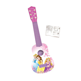 LEXiBOOK Disney Princess My First Guitar pink-front view, beginner-friendly for new players.