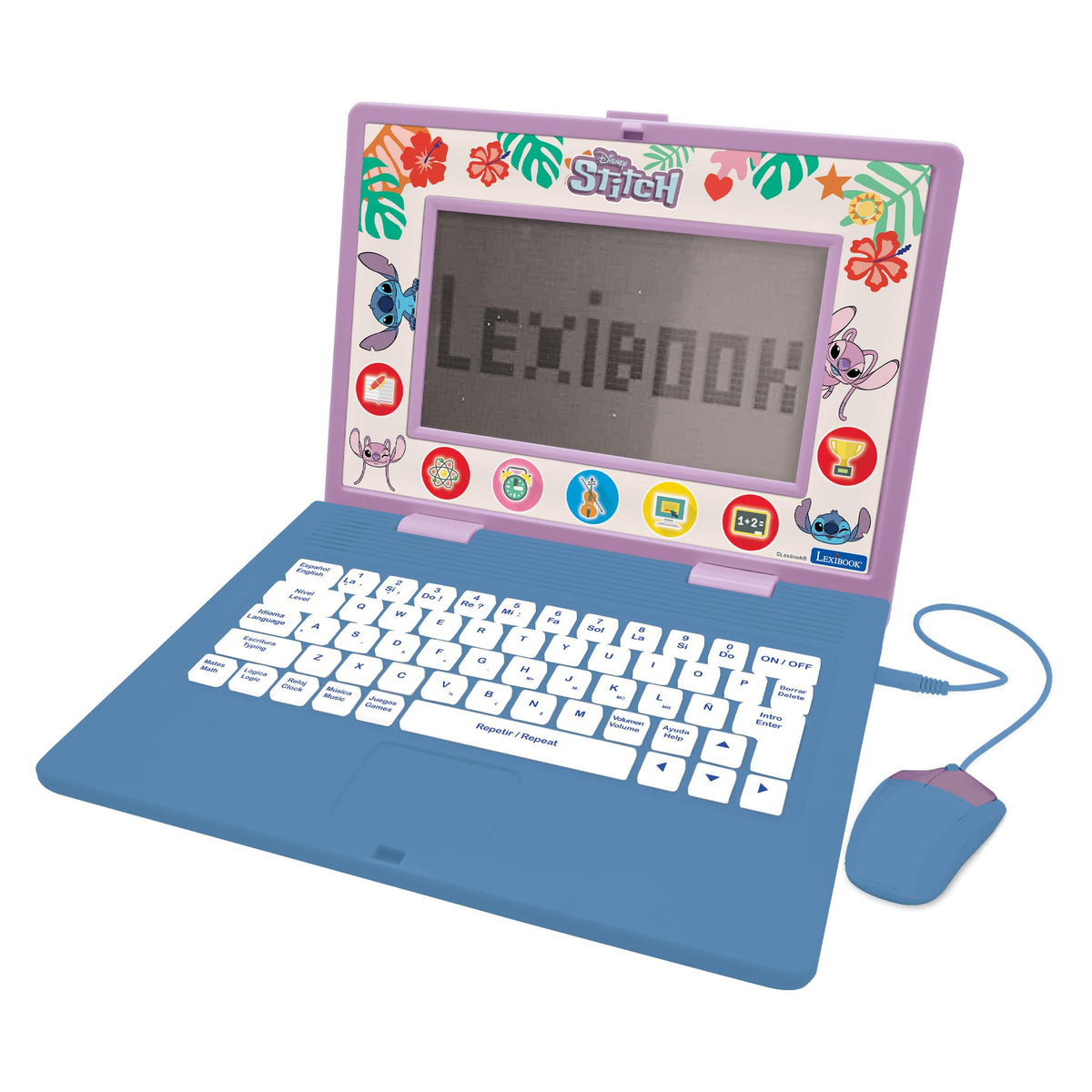 Lexibook Disney Stitch laptop front view designed for kid-friendly learning