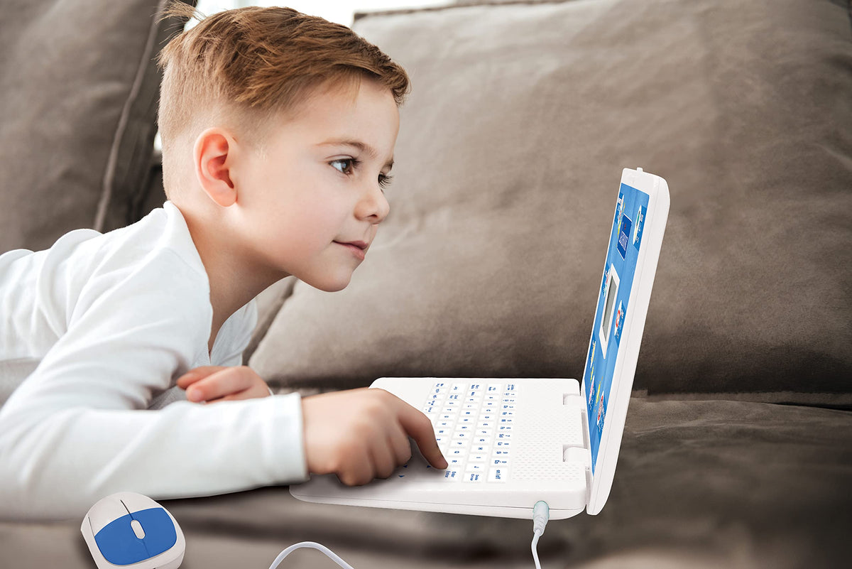 Lexibook educational laptop keyboard and screen emphasizing interactive activities.