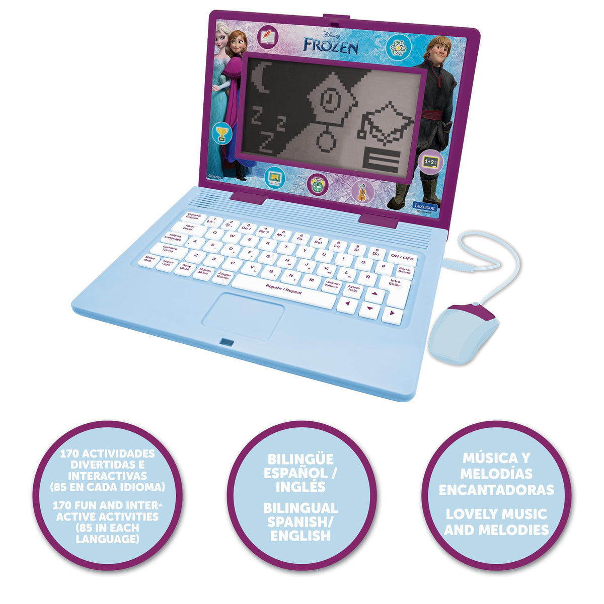 Lexibook Frozen laptop keyboard aids early typing practice and language learning.