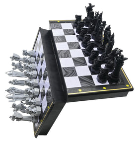Lexibook Harry Potter chess board magnets secure pieces during play.