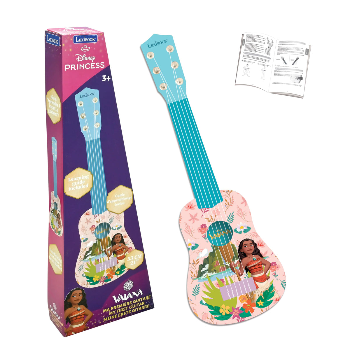 Lexibook Moana guitar nylon-strings provide gentle, beginner-friendly sound for little players